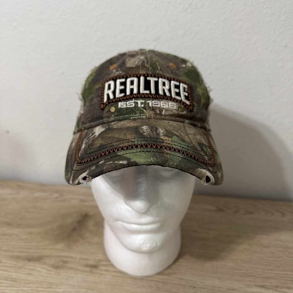 Realtree Camouflage Camo Baseball Cap‎ Fitted Size S/M Hunting Hat Stitching